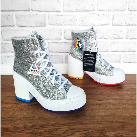 ❤️CONVERSE CHUCK 70 DE LUXE Sz 6.5 Mens Shoes Heel Boots Platform PRIDE A06028C - Picture 3 of 13